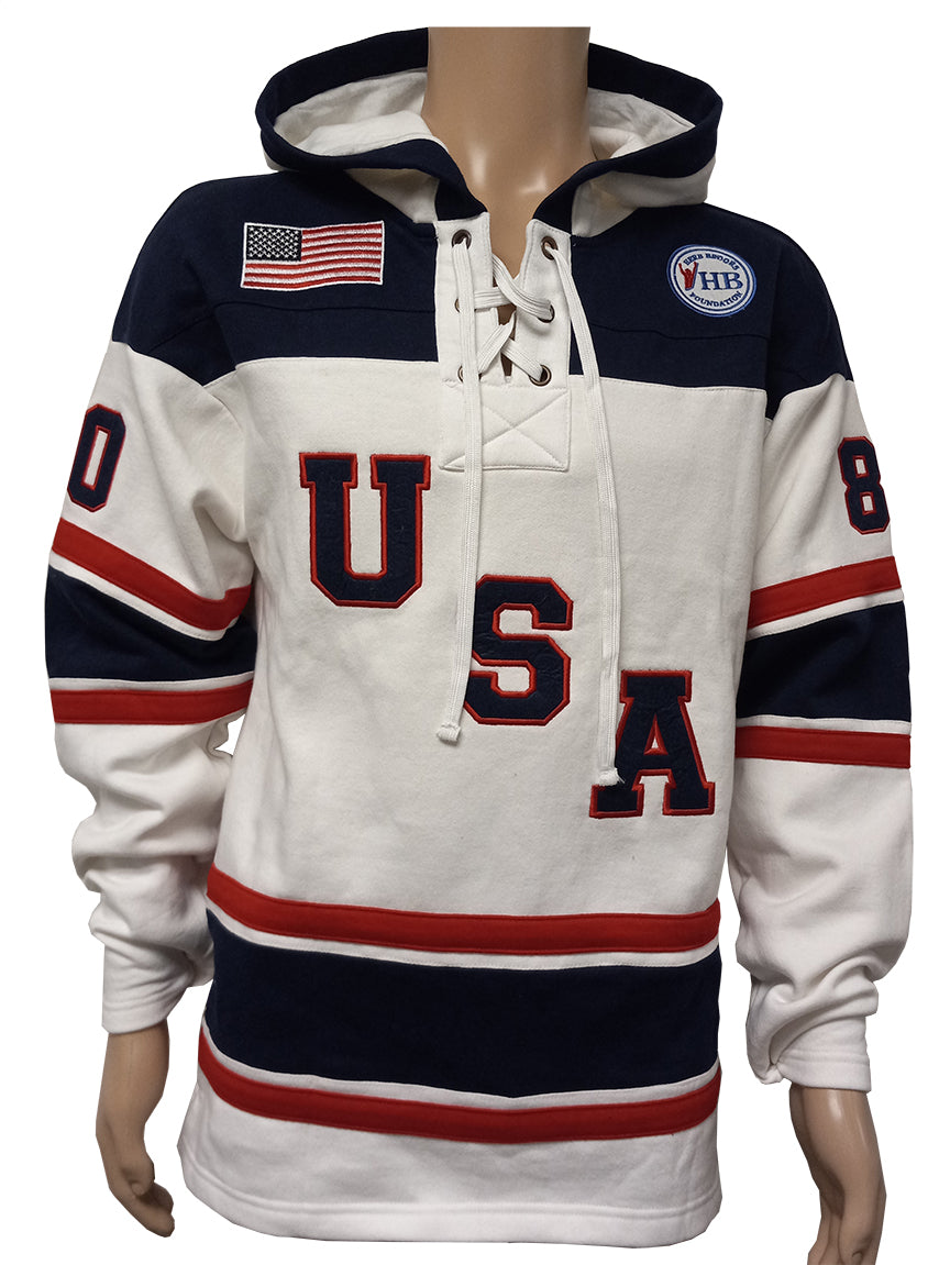 Herb Brooks Miracle 1980 Lace Vintage Hoodie - White