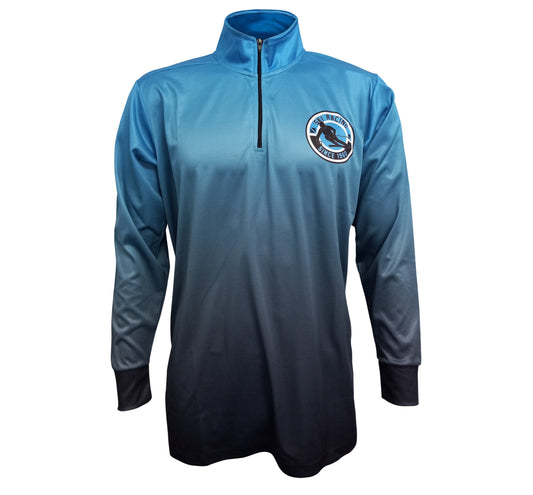 Ski Racing Logo 1/4 Zip Performance Pullover  - Blue Fade