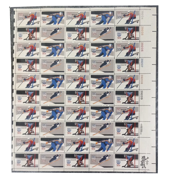 1980 Winter Olympics Lake Placid US Postal Service Stamps Sheet
