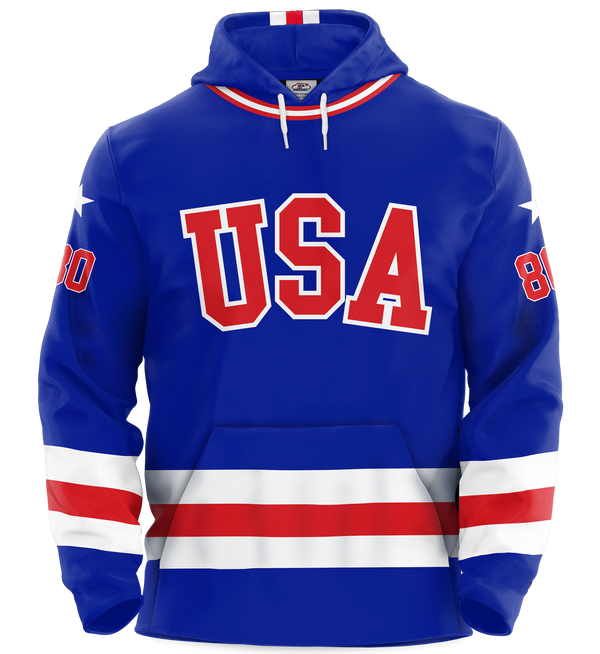 USA Hockey Miracle on Ice 1980 Jersey Authentic Hoodie Youth - Royal
